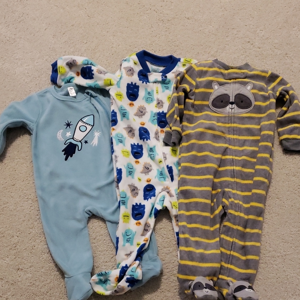 3 Fleece Sleepers 6-9 Months